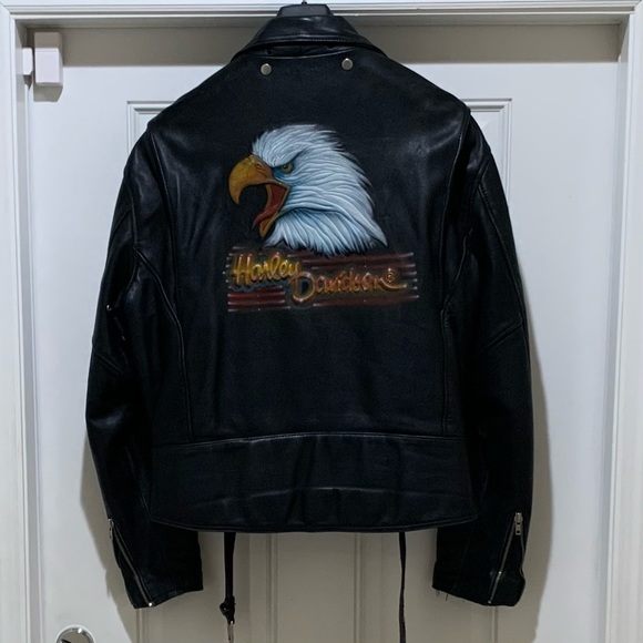 Rare Find VTG Harley Davidson Hand-Painted Insulated Leather Jacket, Size 48R - Picture 4 of 16